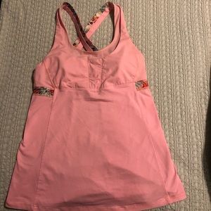 Lululemon Pink Floral Tank with built in Bra